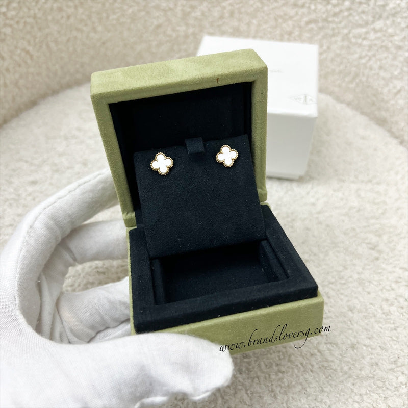 Van Cleef & Arpels VCA Sweet Alhambra Ear Studs with Mother of Pearl MOP in 18K Yellow Gold