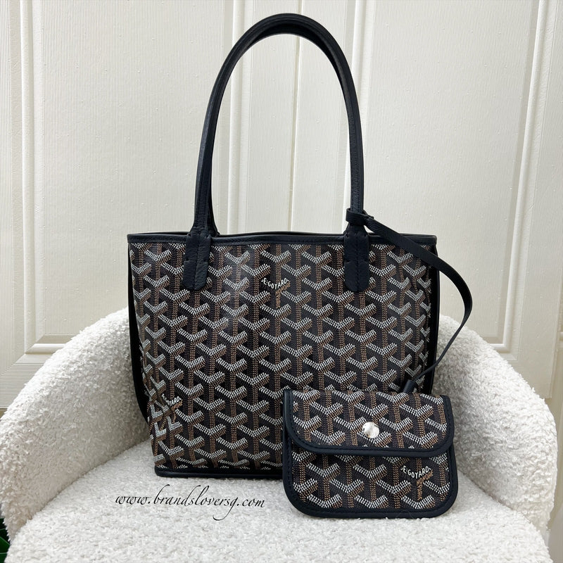 Goyard Mini Anjou Tote Bag in Black Goyardine Canvas and Leather