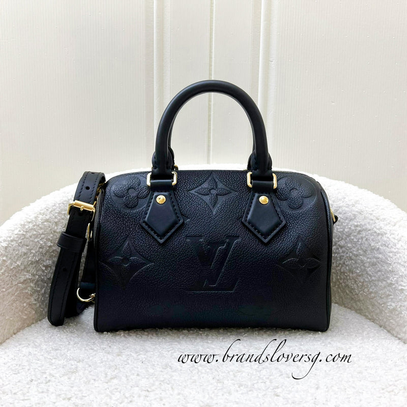 LV Speedy Bandouliere 20 in Black Giant Monogram Empreinte Leather and GHW