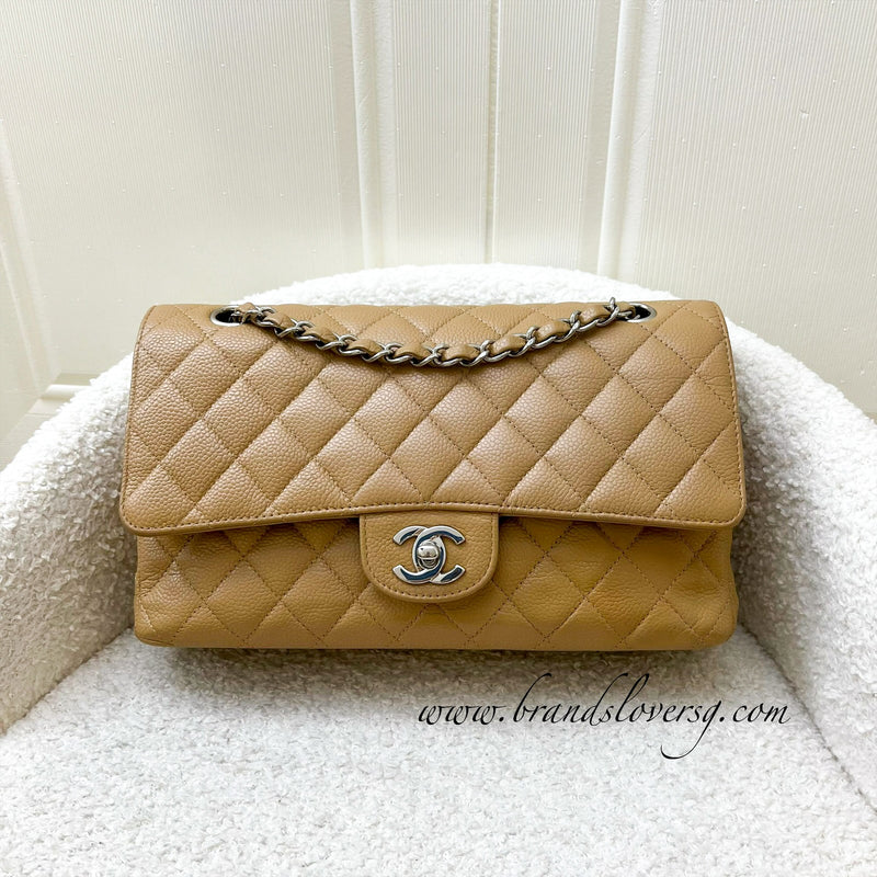 Chanel Medium Classic Flap CF in Beige Caviar and SHW