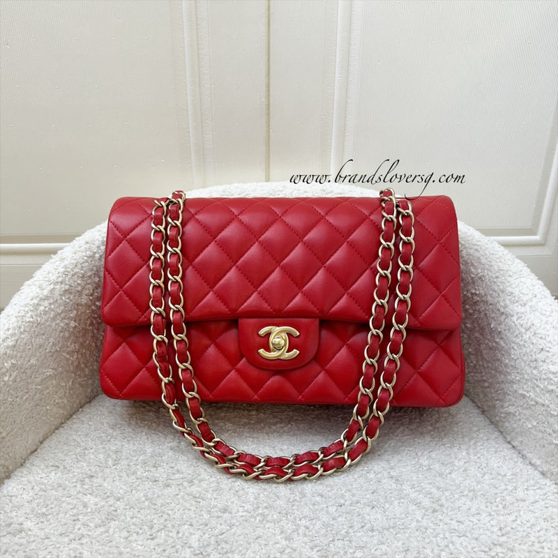 Chanel Medium Classic Flap CF in Red Lambskin and Matte GHW