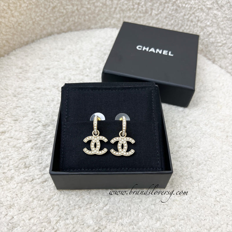Chanel 21P Dangling Earrings with Mini Pearls and AGHW