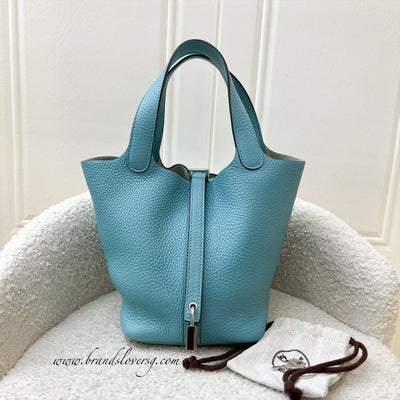 Hermes Picotin 18 in Blue / Green (Likely Bleu Paon) Clemence Leather and PHW