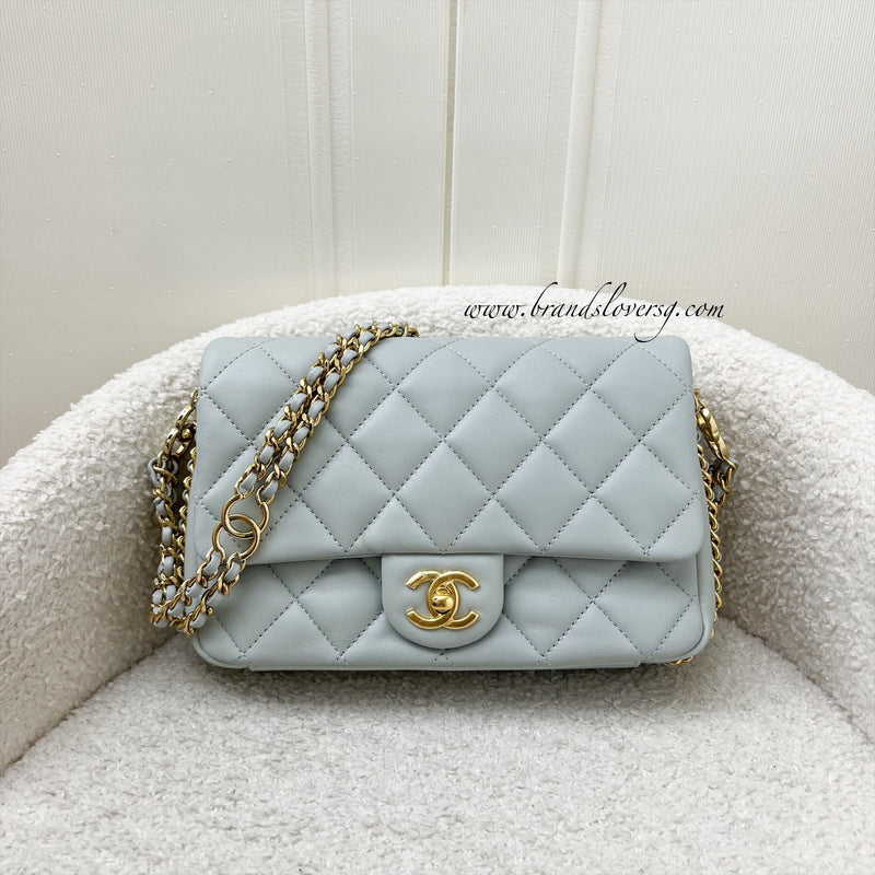 Chanel 23C Seasonal Chain Around Mini Flap in Grey Lambskin and LGHW