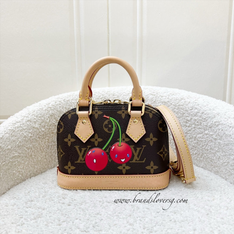 LV x TM Louis Vuitton Murakami Nano Alma with Cherry Motif Monogram Canvas and GHW