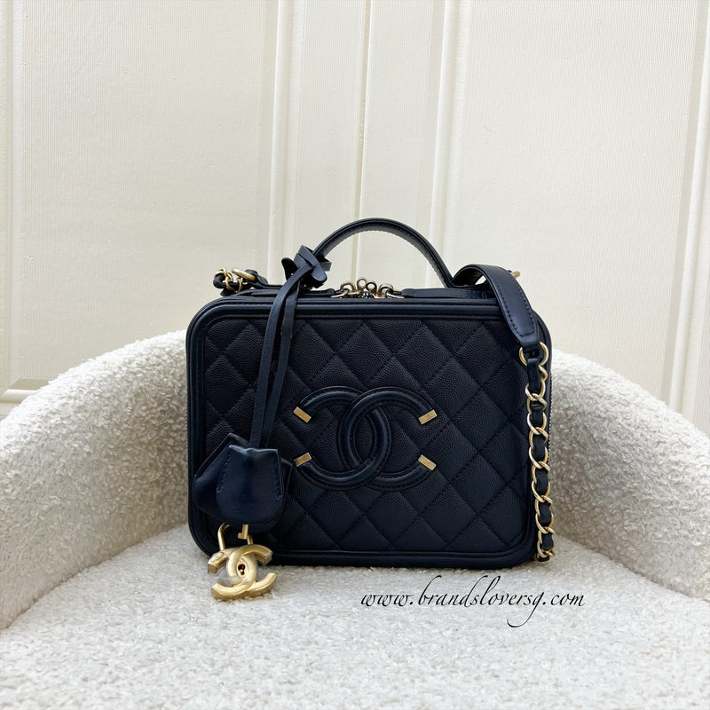 Chanel Medium Filigree Vanity in Navy Caviar and AGHW