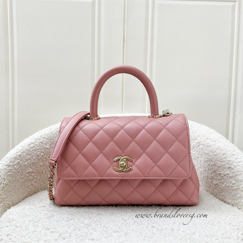 Chanel Small (24cm) Coco Handle in 23K Rose Pink Caviar and LGHW