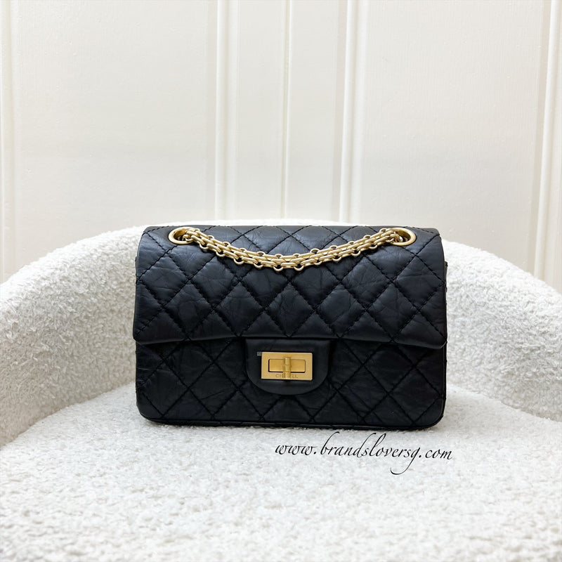 Chanel Classic Reissue Mini Flap in Black Distressed Calfskin AGHW (Model: AS0874)