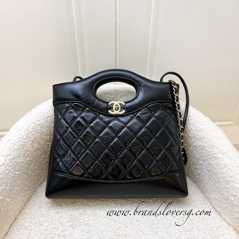 Chanel 31 Mini / Small Bag in Black Shiny Calfskin and LGHW