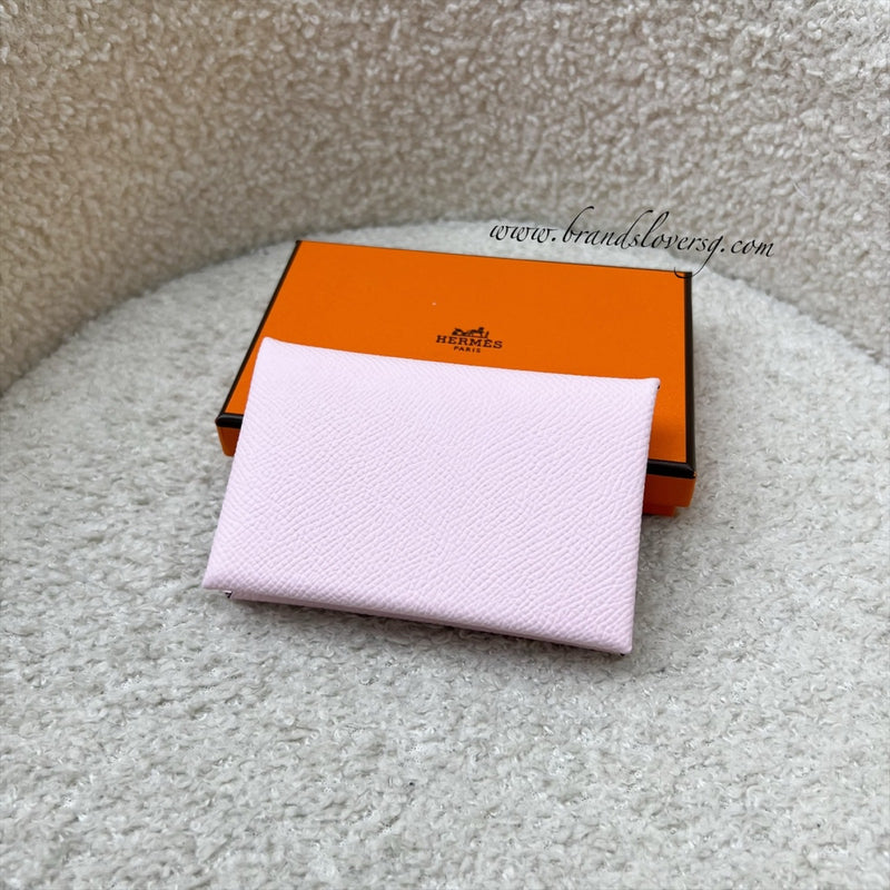 Hermes Calvi Card Holder in Rose Darling Epsom Leather and PHW