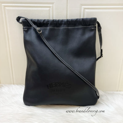 Hermes Bridado Backpack in Black Noir Veau Cheri Leather and SHW