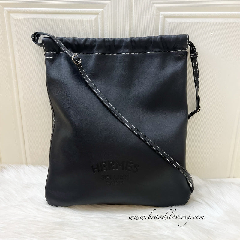 Hermes Bridado Backpack in Black Noir Veau Cheri Leather and SHW