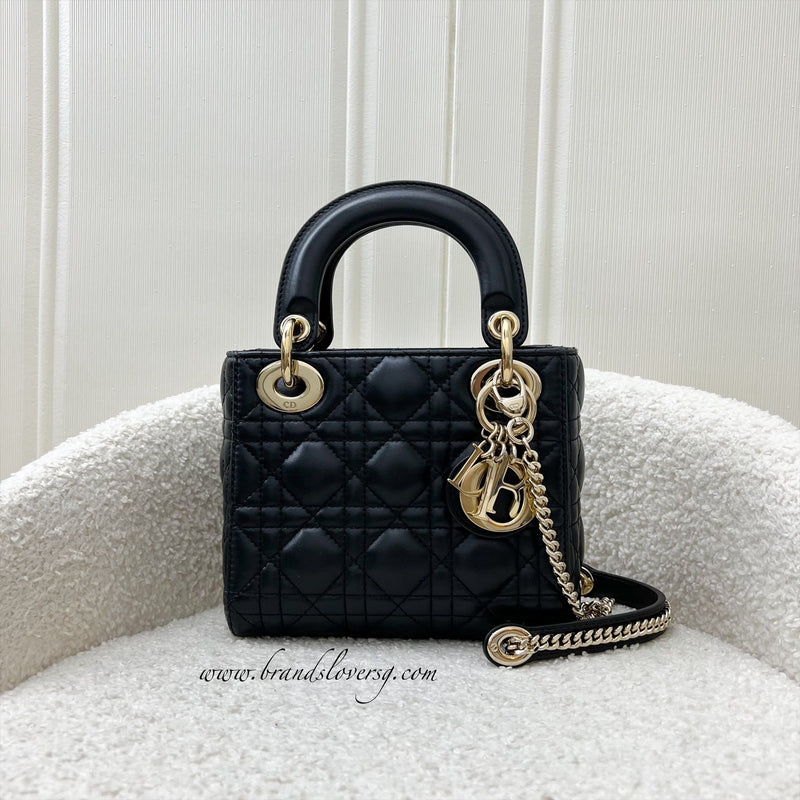 Dior Mini Lady Dior in Black Lambskin and LGHW