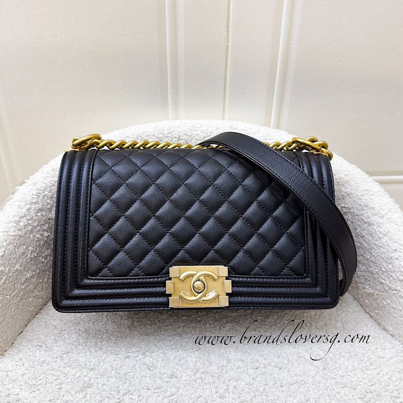 Chanel Medium 25cm Boy Flap in Black Caviar and AGHW