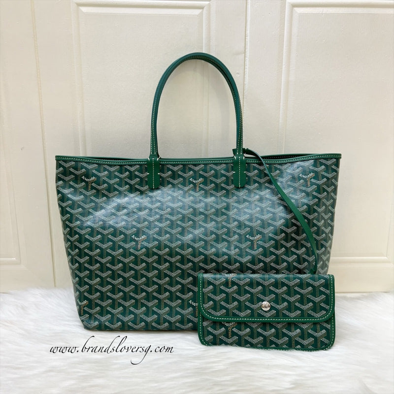 Goyard St Louis PM Tote in Green Signature Goyardine Canvas