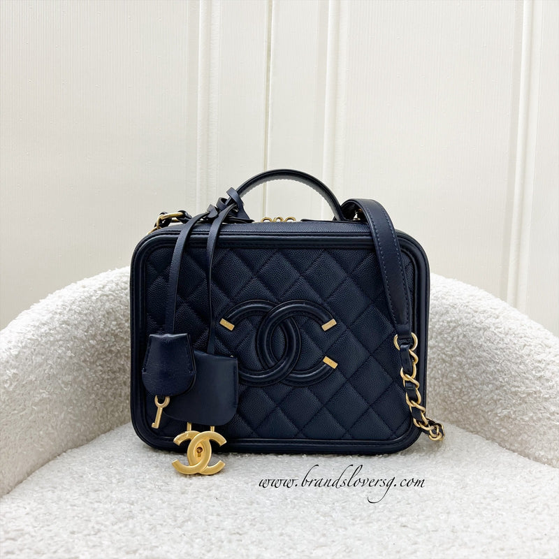 Chanel Medium Filigree Vanity in Navy Caviar and AGHW