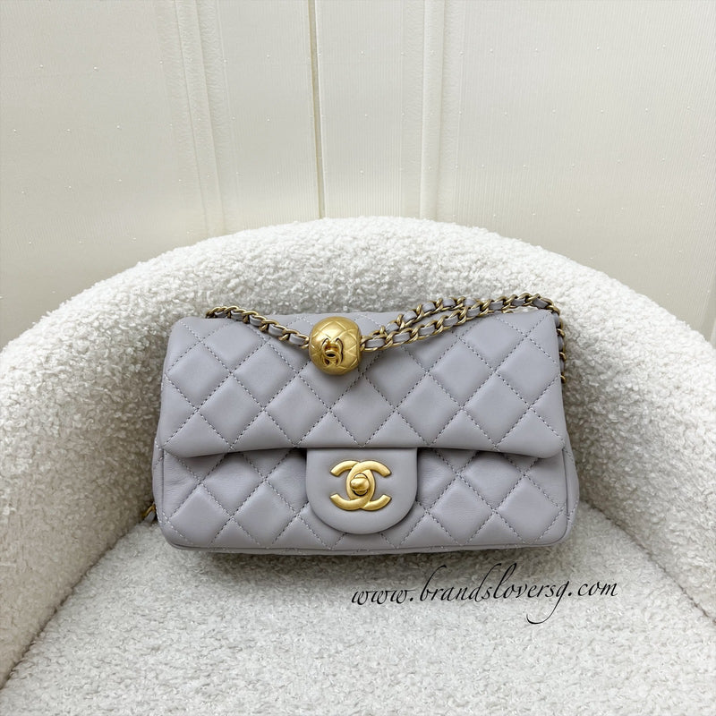 Chanel Pearl Crush Mini Rectangle Flap in 22B Grey Lambskin and AGHW