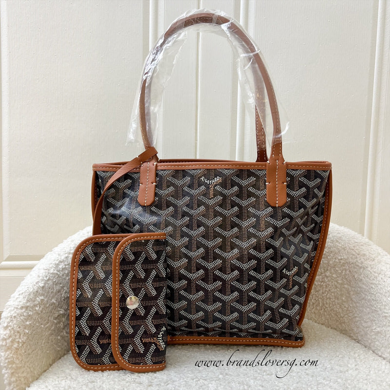 Goyard Mini Anjou in Black Goyardine Canvas with Camel Trim