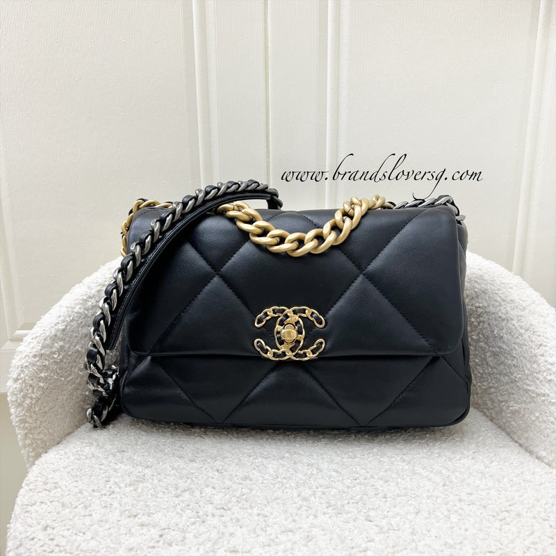 Chanel 19 Small Flap in Black Lambskin and 3-tone HW