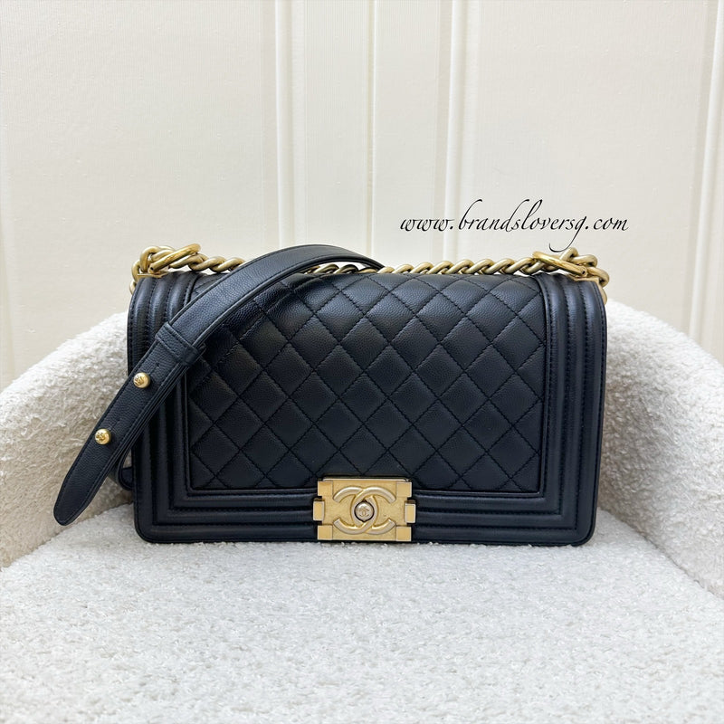 Chanel Medium 25cm Boy Flap in Black Caviar and AGHW