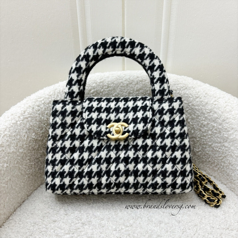 Chanel Mini / Small Kelly Bag in 24A Houndstooth Tweed and AGHW