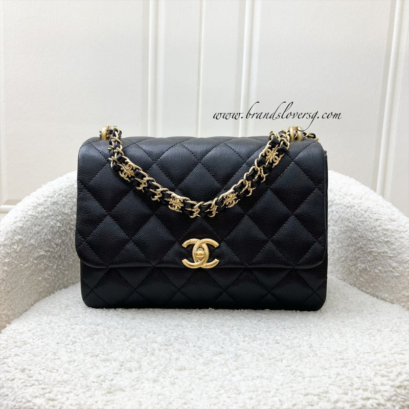 Chanel 22K Coco First Small Flap in Black Caviar and AGHW (Model: AS3633)