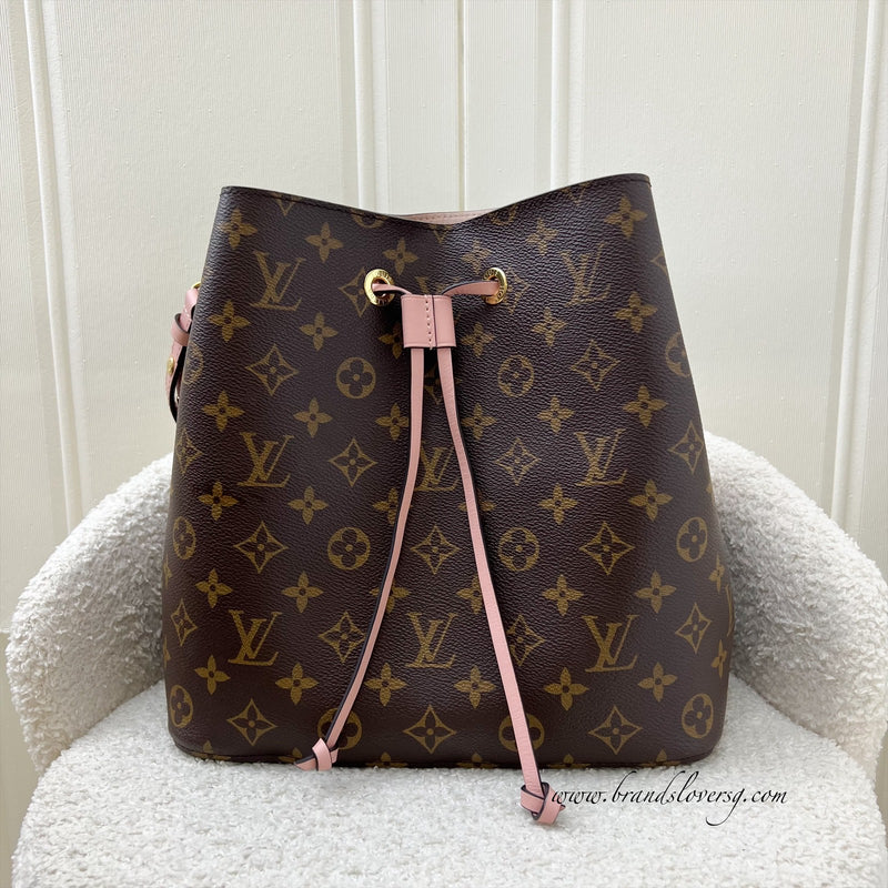 LV Neonoe MM in Monogram Canvas, Pink Strap and GHW