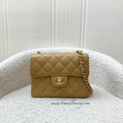 Chanel Vintage Square Mini in Dark Beige Caviar and 24K GHW