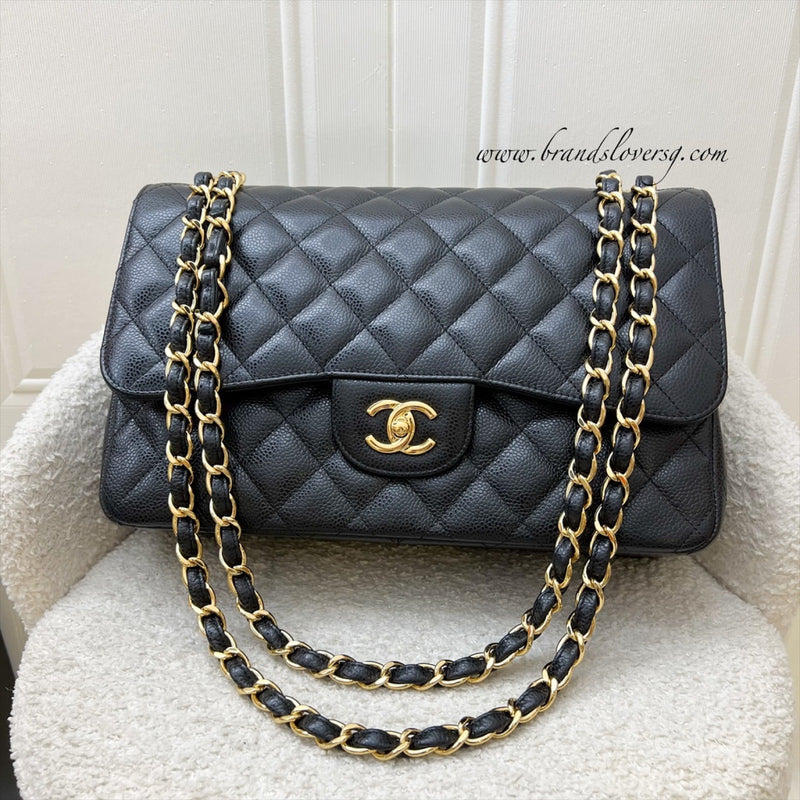 Chanel Jumbo Classic Flap DF in Black Caviar and GHW (Model: A58600)
