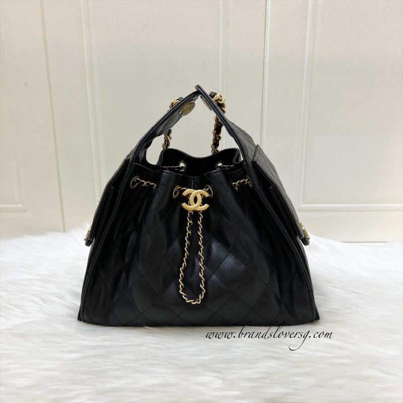 Chanel 25 Small Hobo Bag in Black Caviar and AGHW (Model: AS5293)