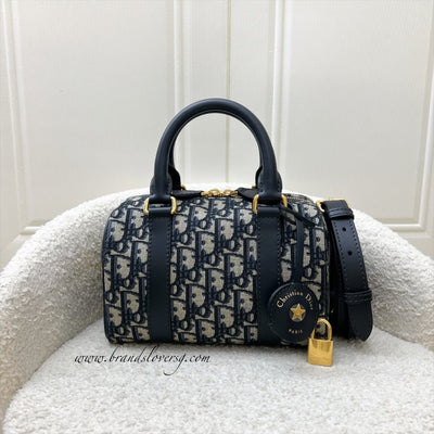 Dior Groove 20 Bowling Bag in in Navy Dark Blue Oblique Jacquard Canvas and AGHW (Model: M1364UTZQ, Colour: M928)