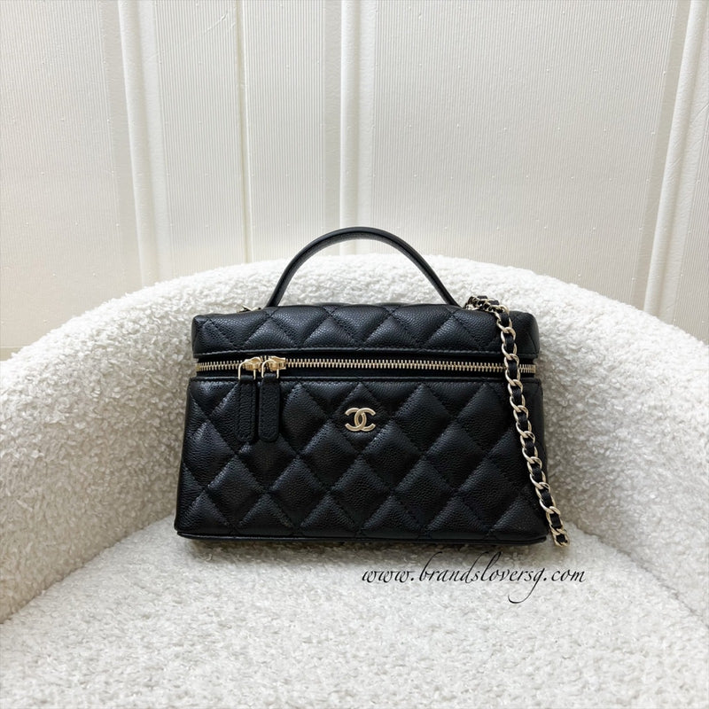 [New Local Jan 2025] Chanel 25C Vanity / Clutch with Chain (LP Style Bag) in Black Caviar and LGHW