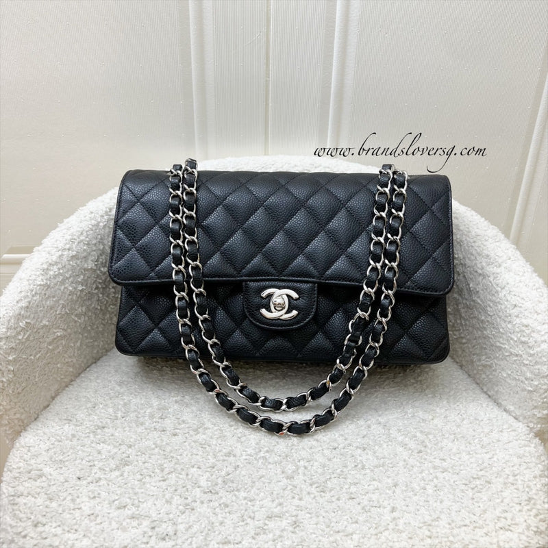 Chanel Medium Classic Flap CF in Black Caviar and SHW (Model