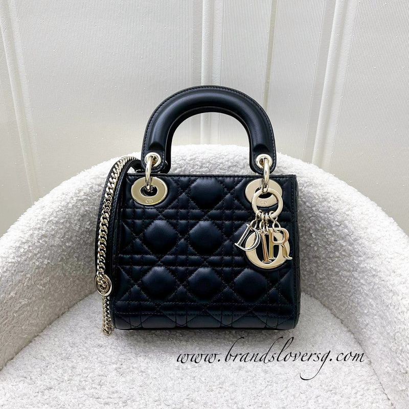 Dior Mini Lady Dior in Black Lambskin and LGHW with Dior Toile de Jouy Sauvage Mitzah