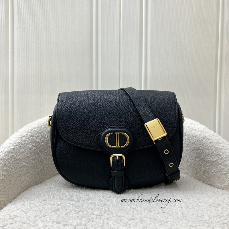 Dior Medium Bobby Bag in Black Grained Leather and GHW