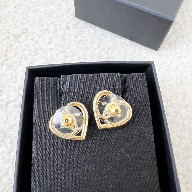 Chanel 23C Heart and CC Earrings in LGHW