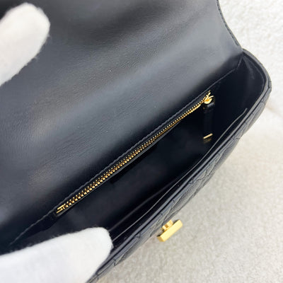 Dior Small Caro Flap Bag in Black Calfskin GHW