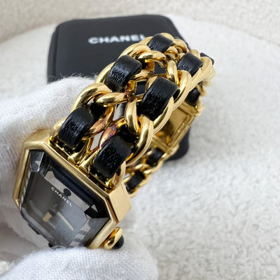 Chanel Vintage Premiere Watch in 24K GHW and Black Leather in Size M