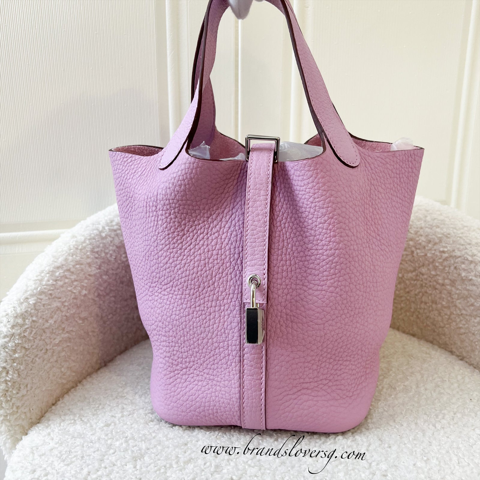 Hermes Picotin 18 in Mauve Sylvestre Clemence Leather PHW – Brands Lover