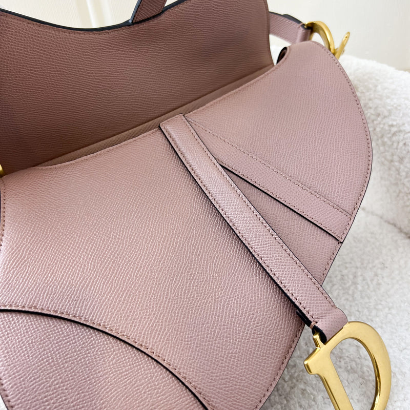 Dior Medium Saddle Bag in Nude Pink Grained Leather and AGHW