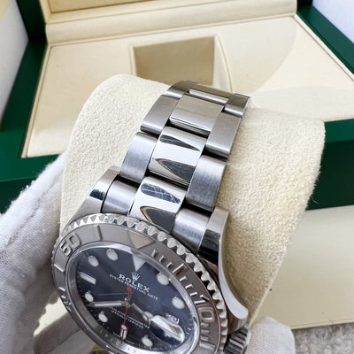 Rolex Yacht Master 40mm Watch in Oystersteel and Platinum with Bright Blue Dial