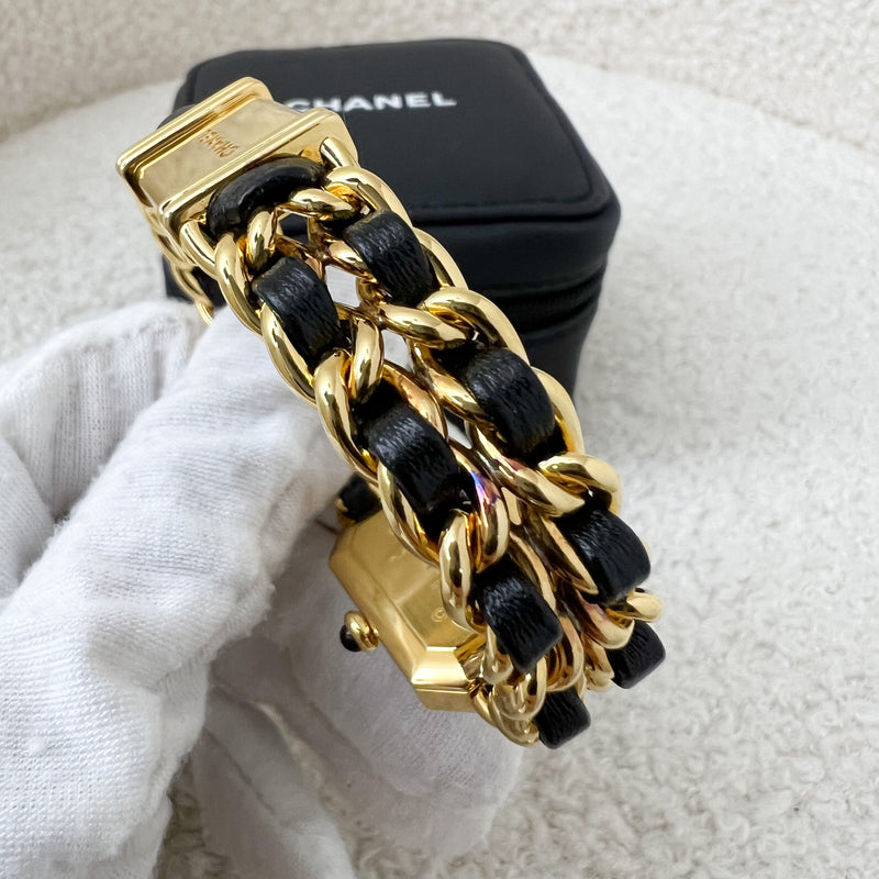 Chanel Vintage Premiere Watch in 24K GHW and Black Leather in Size M