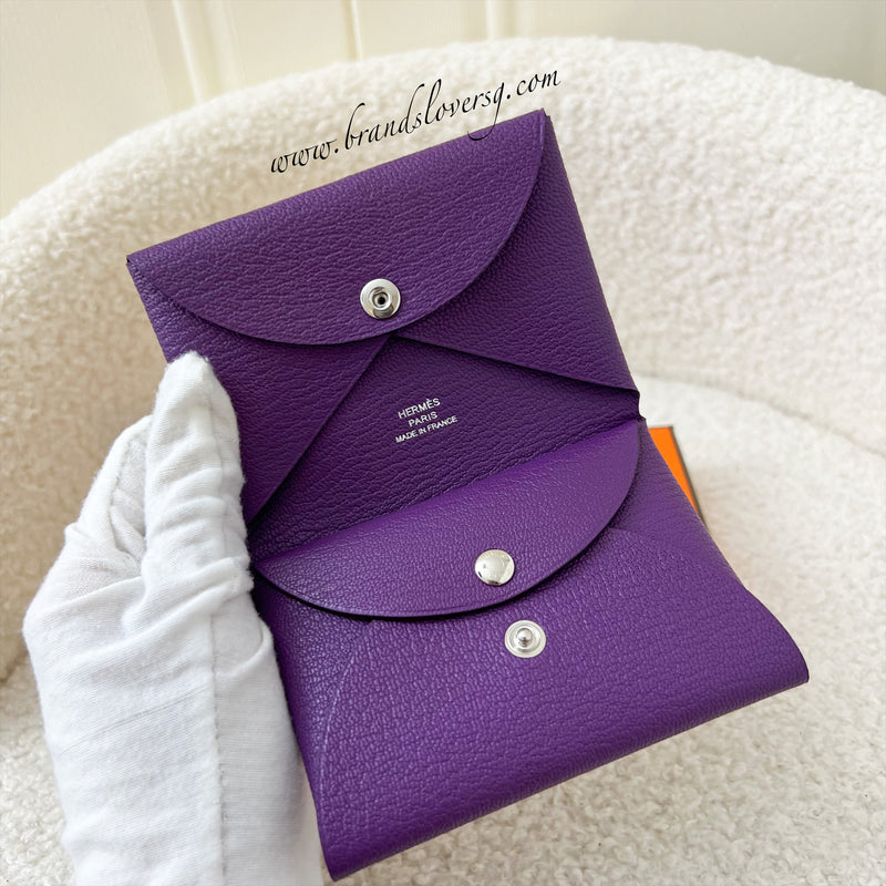 Hermes Calvi Duo in Purple Chevre Leather PHW