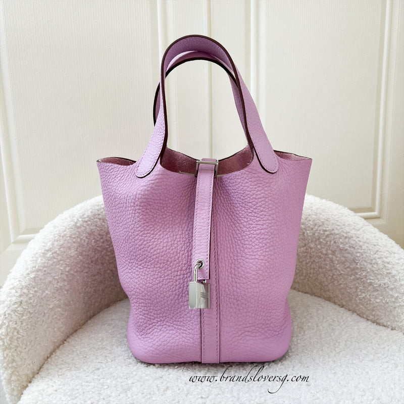 Hermes Picotin 18 in Mauve Sylvestre Clemence Leather PHW