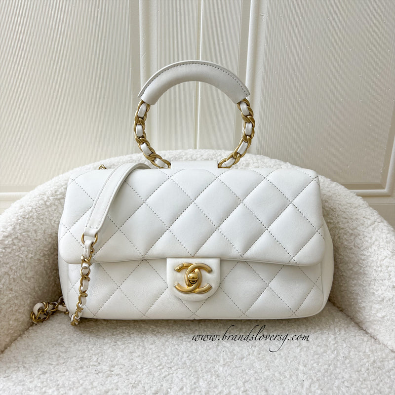 Chanel 20C In the Loop Flap Bag in White Leather and AGHW