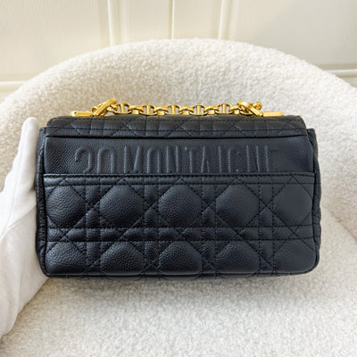 Dior Small Caro Flap Bag in Black Calfskin GHW