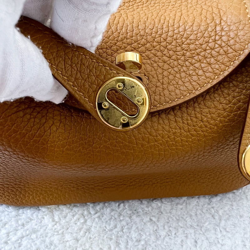 Hermes Mini Lindy in Sesame Clemence Leather and GHW