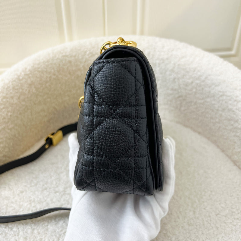 Dior Small Caro Flap Bag in Black Calfskin GHW