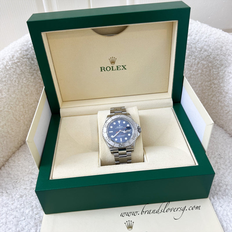 Rolex Yacht Master 40mm Watch in Oystersteel and Platinum with Bright Blue Dial