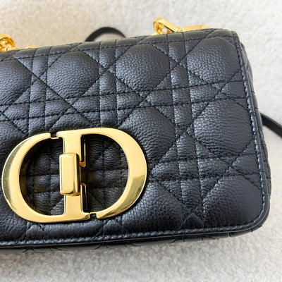 Dior Small Caro Flap Bag in Black Calfskin GHW